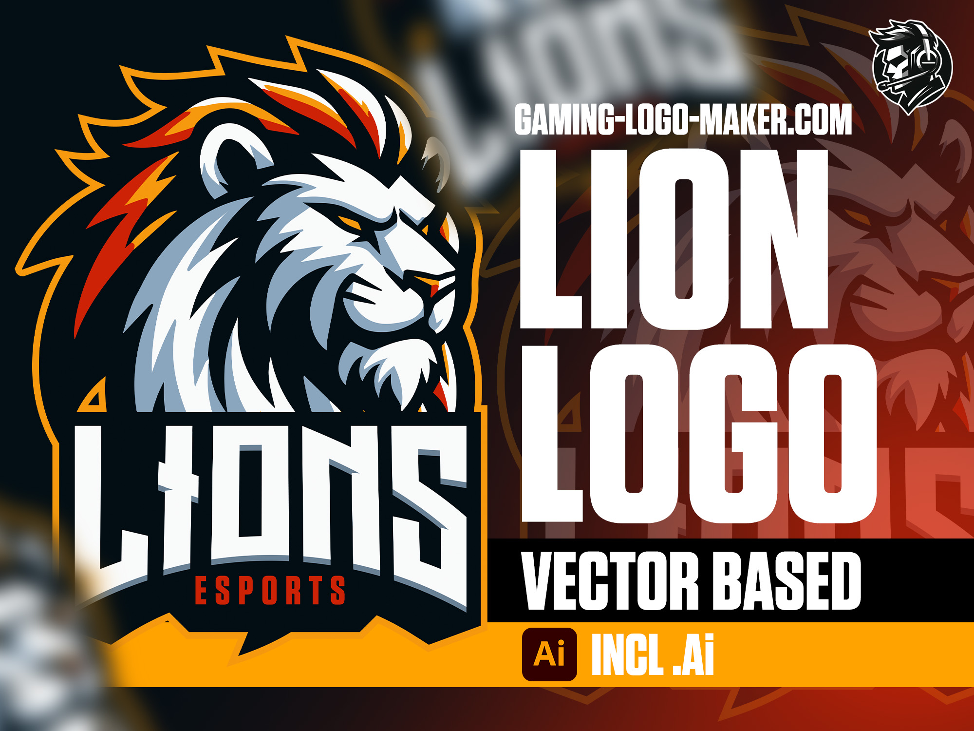 Lion gaming logo esports logo mascot product thumbnail