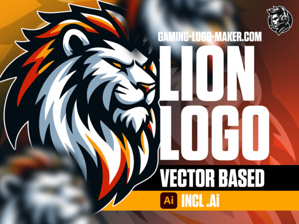 Orange white lion gaming logo esports logo mascot product thumbnail