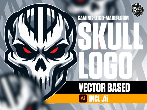 White skull gaming logo esports logo mascot product thumbnail