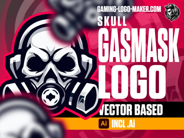 Skull gas mask gaming logo esports logo mascot product thumbnail