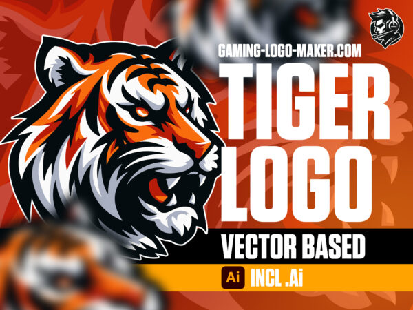 Roaring tiger gaming logo esports logo mascot product thumbnail
