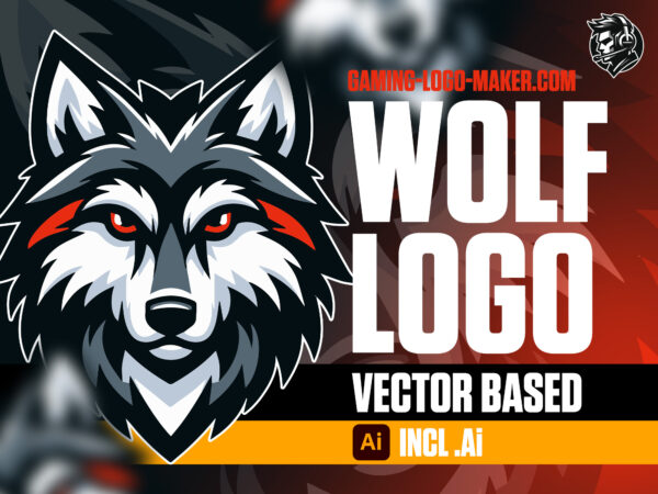 Grey red wolf gaming logo esports logo mascot product thumbnail