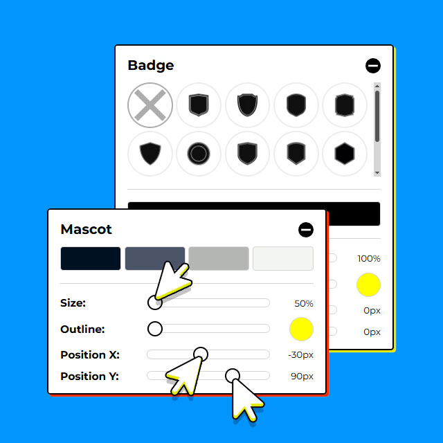 Logos can be scaled, moved, and enhanced with a badge Logos can be scaled, moved, and enhanced with a badge