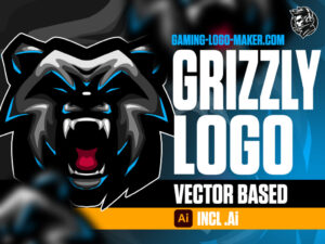 Grey blue grizzly bear gaming logo esports logo mascot product thumbnail