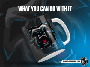 Grey blue grizzly bear gaming logo thumbnail 03 cup design