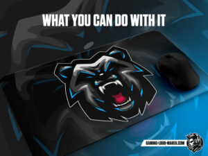 Grey blue grizzly bear gaming logo thumbnail 04 mouse pad design
