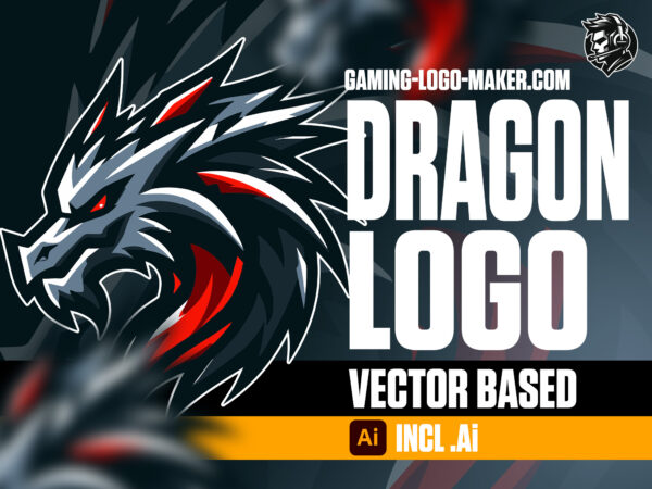Grey red dragon gaming logo esports logo mascot product thumbnail