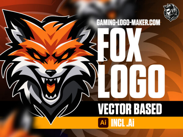 Aggressive roaring fox gaming logo esports logo mascot product thumbnail