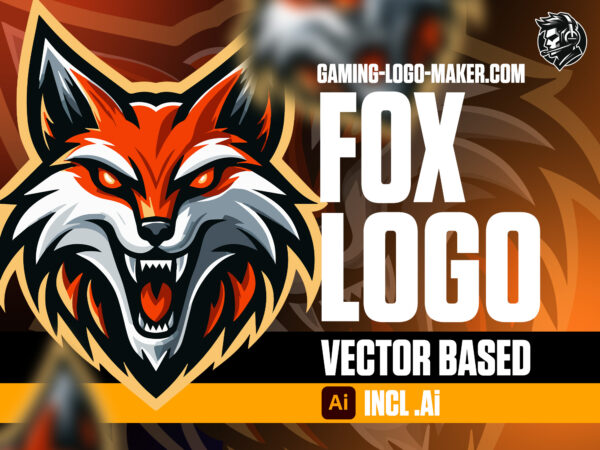 Aggressive roaring fox gaming logo esports logo mascot product thumbnail