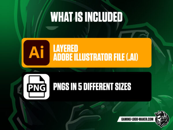 Dark green gamer gaming logo thumbnail 02 Adobe Illustrator file