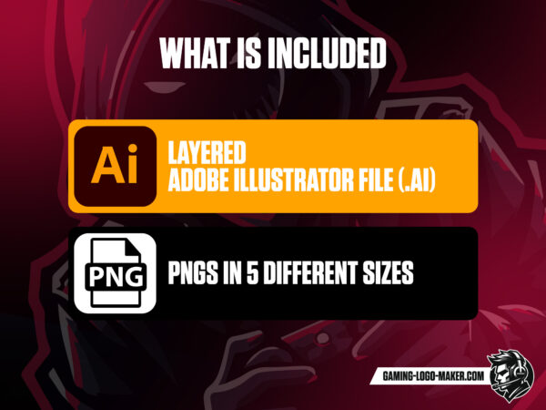 Dark red gamer gaming logo thumbnail 02 Adobe Illustrator file