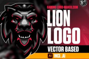 Grey red lion gaming logo esports logo mascot product thumbnail