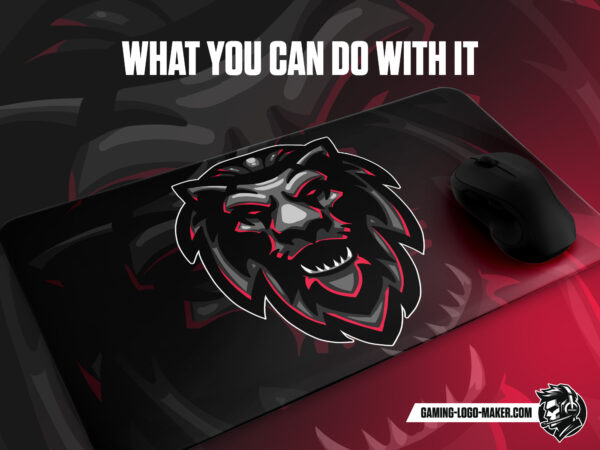 Grey red lion gaming logo thumbnail 04 mouse pad design