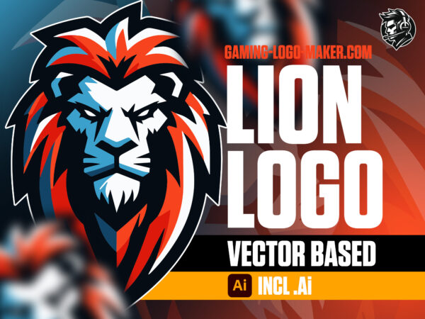 Red white lion gaming logo esports logo mascot product thumbnail