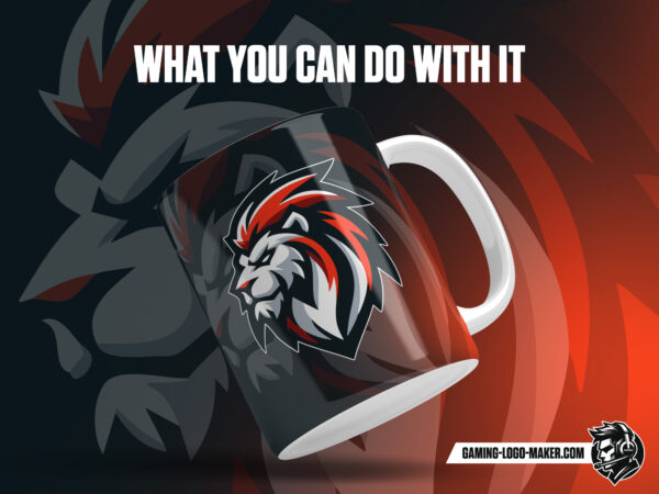 Red white lion gaming logo thumbnail 03 cup design