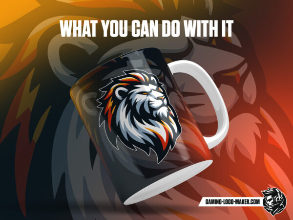 Orange white lion gaming logo thumbnail 03 cup design