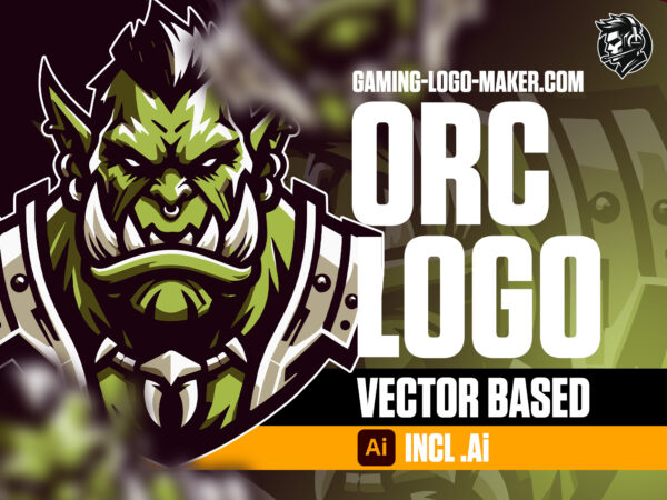 Warcraft orc gaming logo thumbnail 02 Adobe Illustrator file