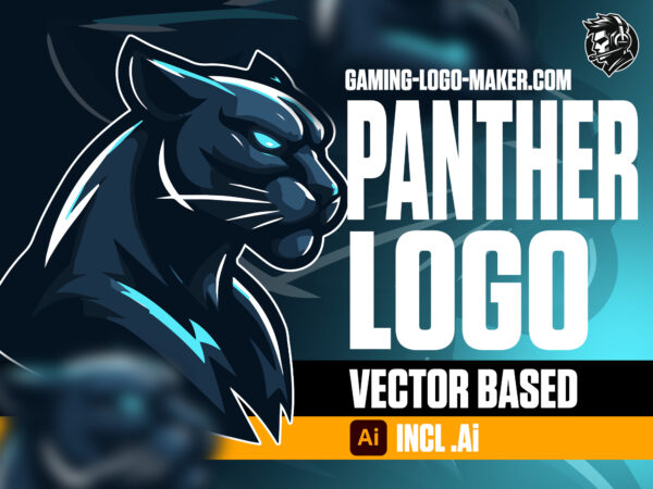 Dark Grey blue panther gaming logo esports logo mascot product thumbnail